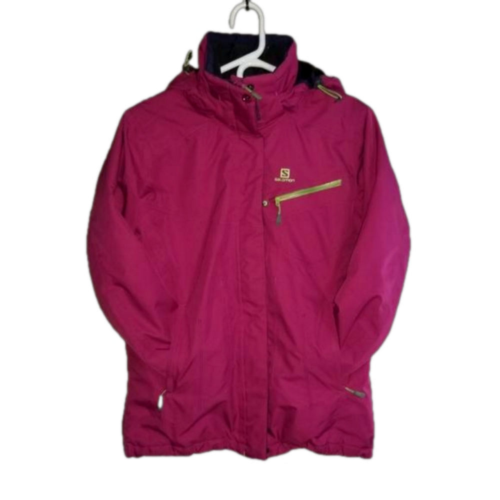 Salomon Clima Pro Womens Pink Winter Ski Jacket With Removable Hood Size M